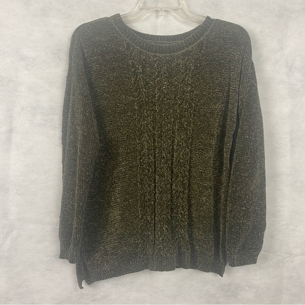 Sonoma Women's Dark Olive Crew Neck Sweater Small